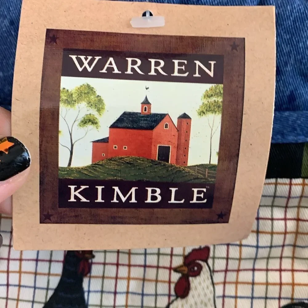 Vintage‎ Warren Kimble Folk Art Style Hen & Rooster Oven Mitt & Hot Pad